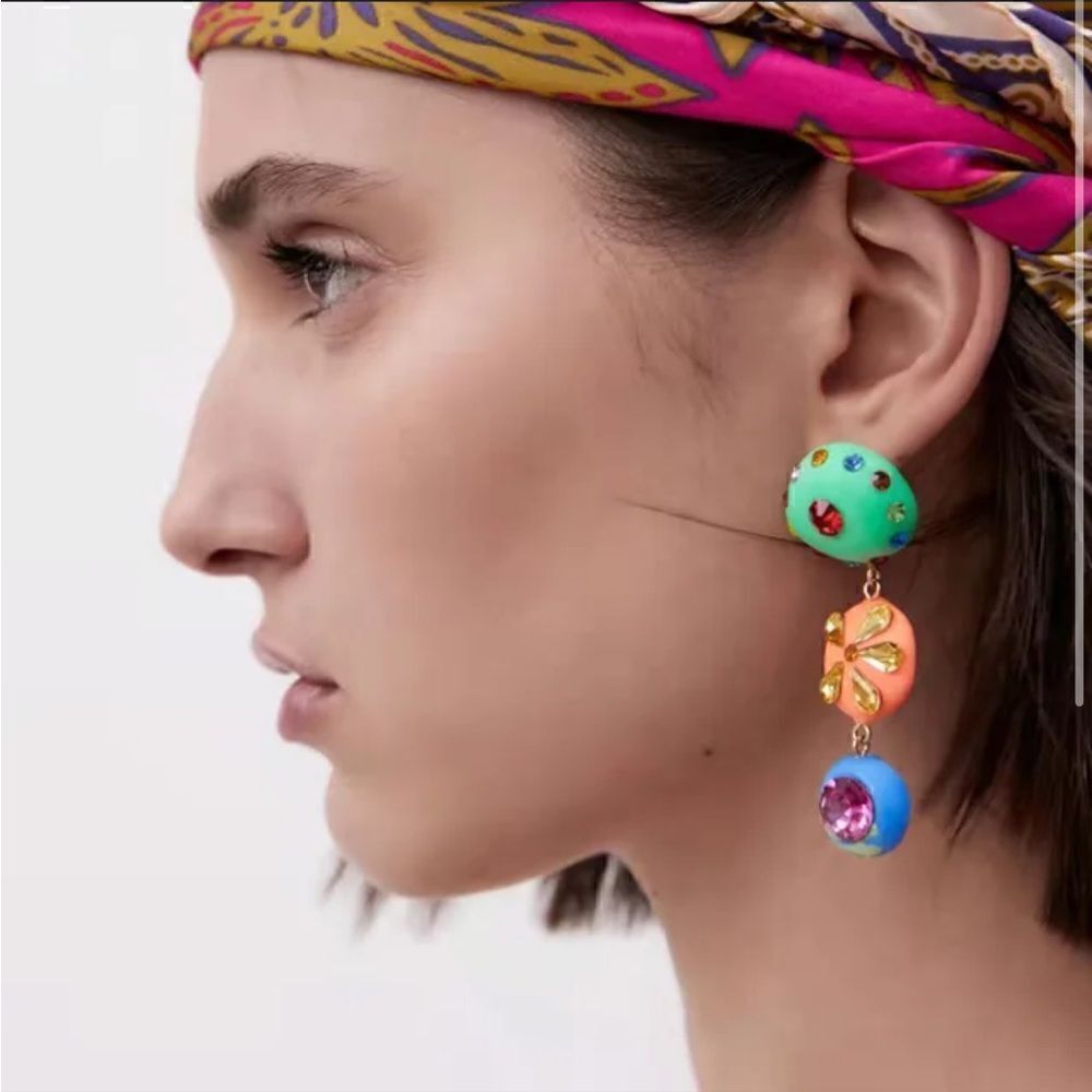 rainbow color drop earrings A31